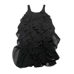 Sue Wong Designer Ruffle Sleeveless Formal Preppy Black Dress Size 4